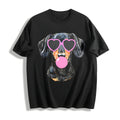 Dachshund Mama Blowing Bubble Cotton T-Shirt - Black