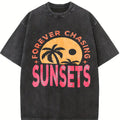 Women's Letter & Heart Print Round Neck Tee, Casual Short Sleeve T-Shirt for All Seasons, Ladies Sleepwear for Beach Vacation