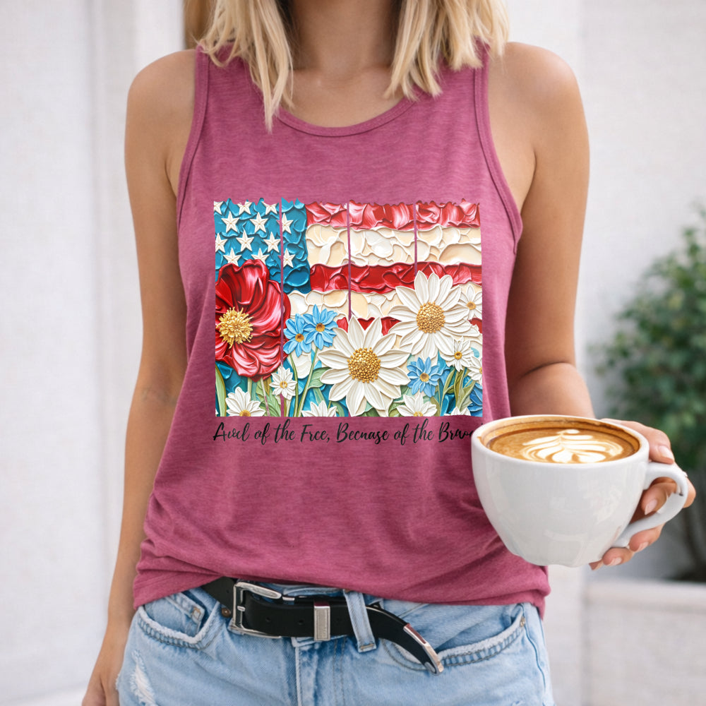 Land Of The Free Because Of The Brave Fourth Of July Women's Tank Top - product view