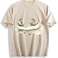 Fishing Frogs 90s Vintage Washed T-Shirt - Beige