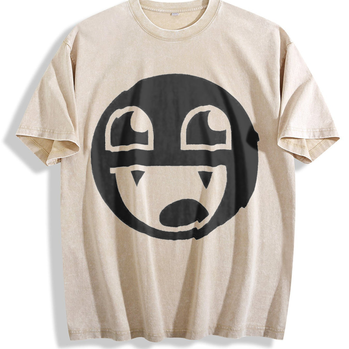 Epic Face Vampire Vintage Washed T-Shirt - Beige