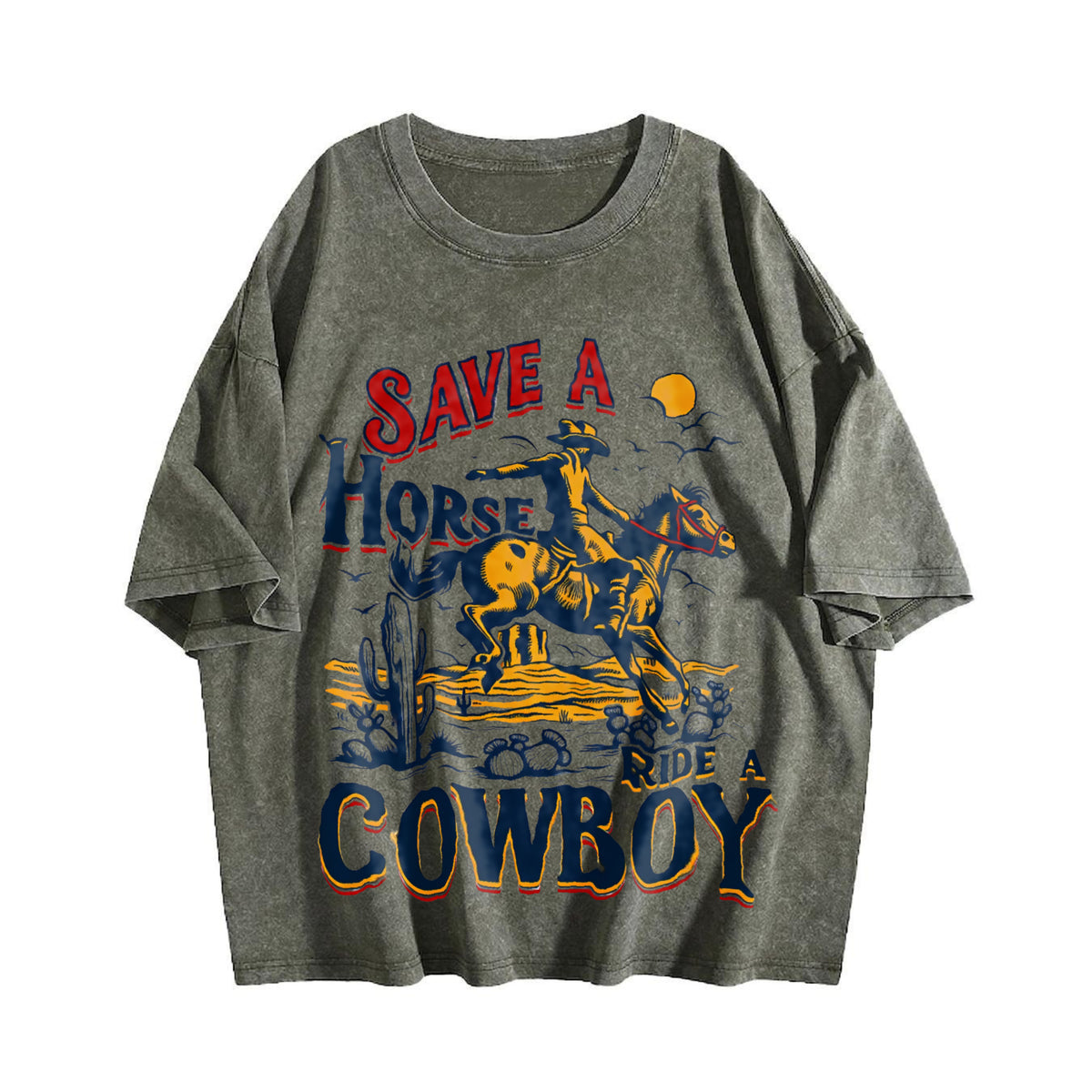 Save A Horse Ride A Cowboy Vintage Washed T-Shirt - product view