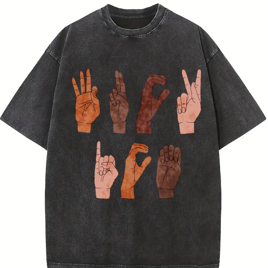 Soft Cotton Tee F ck ICE Hand Sign Language Anti Deportation Chinga La Migra T-Shirt  Oversize Unisex Washed T-Shirt for Women and Men's Unisex Fit Batik Cotton Oversize Streetwear Menswear  Super Soft Pre-Shrunk
