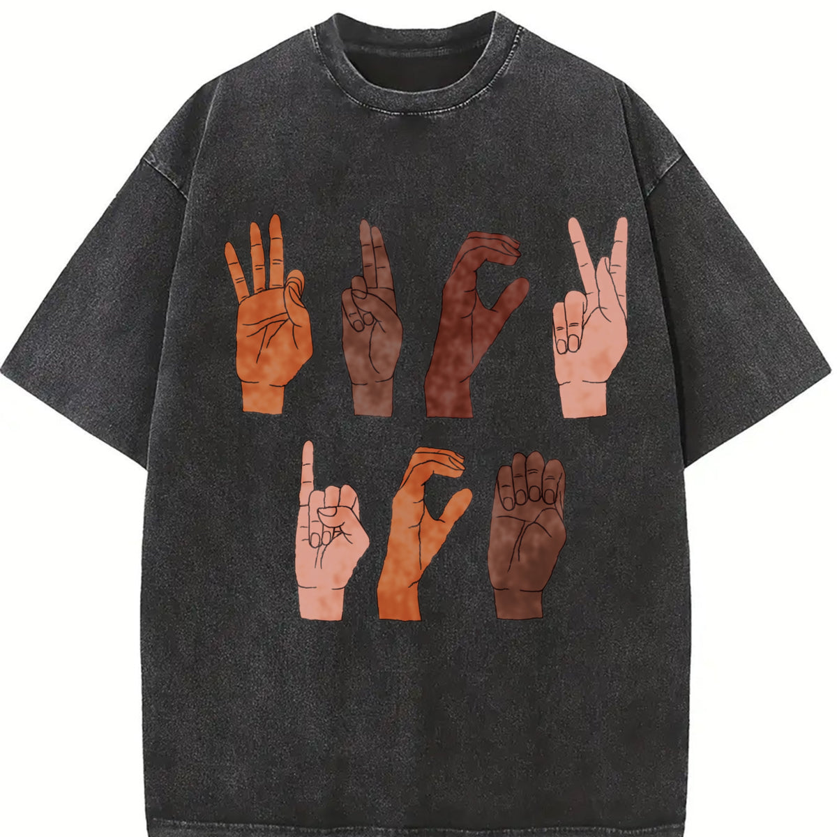 Soft Cotton Tee F ck ICE Hand Sign Language Anti Deportation Chinga La Migra T-Shirt  Oversize Unisex Washed T-Shirt for Women and Men's Unisex Fit Batik Cotton Oversize Streetwear Menswear  Super Soft Pre-Shrunk