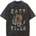 100% Cotton Unisex Easy Tiger distressed casual-chic graphic for women T-Shirt Casual Top