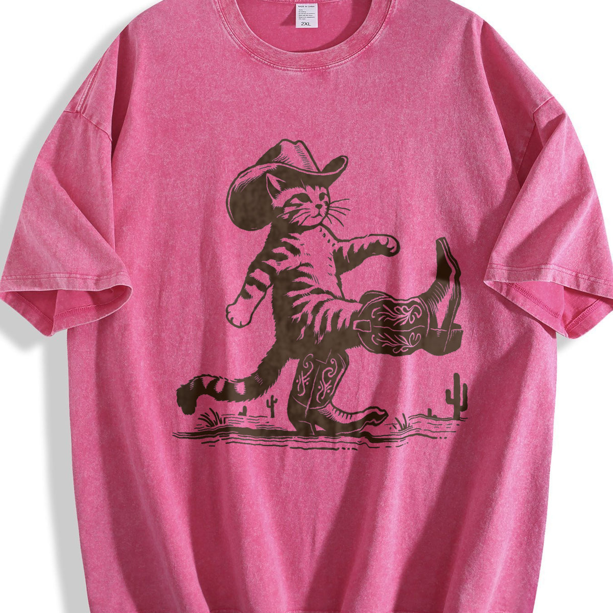 Cowboy Cat Vintage Washed T-Shirt - product view