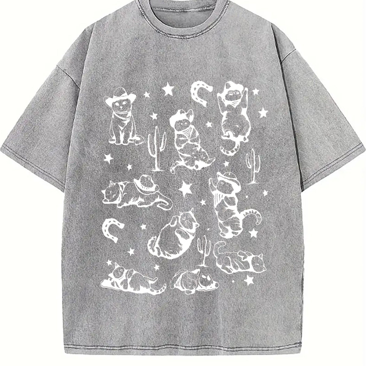 Cowboy Cats Vintage Washed T-Shirt - product view