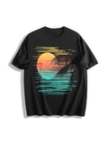 Summer Sunset Cotton T-Shirt - Black