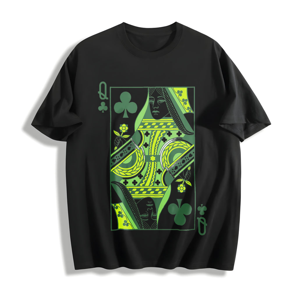 Queen Of Clubs For St Patrick's Day Cotton T-Shirt - product view