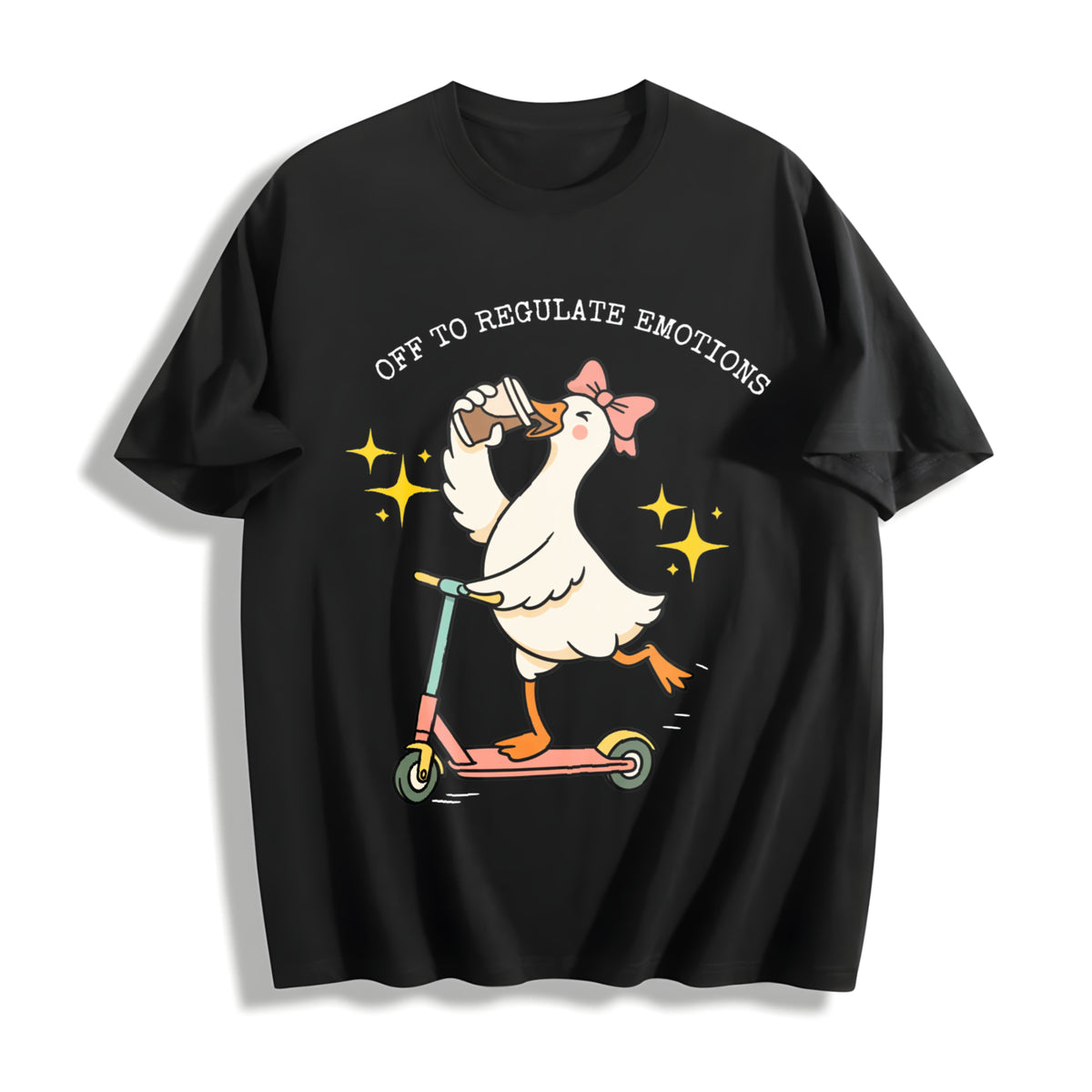 Off To Regulate Emotions Cotton T-Shirt - Black