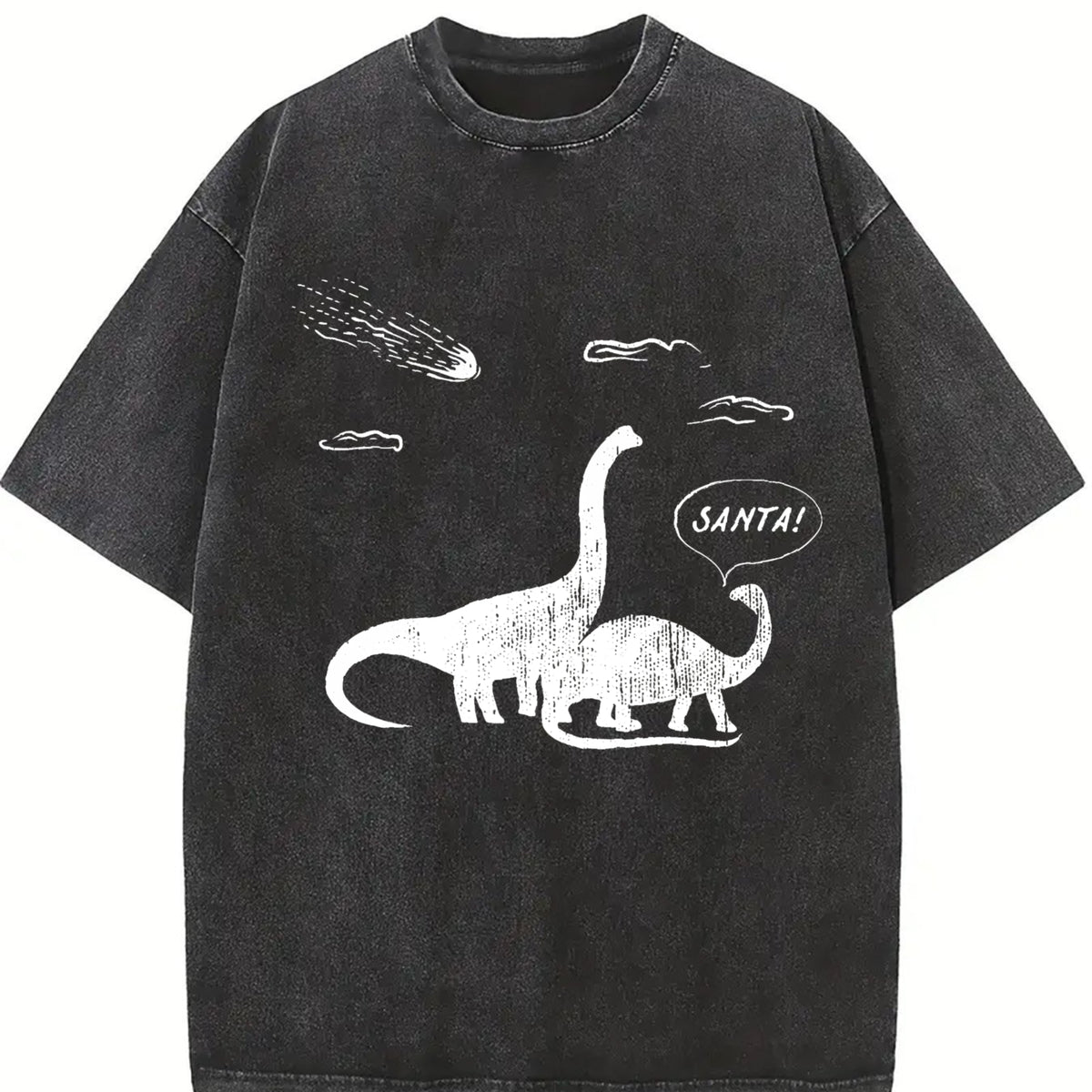 Santa Dinosaurs Funny Xmas Dino Meteor Extinction Joke Vintage Washed T-Shirt - product view