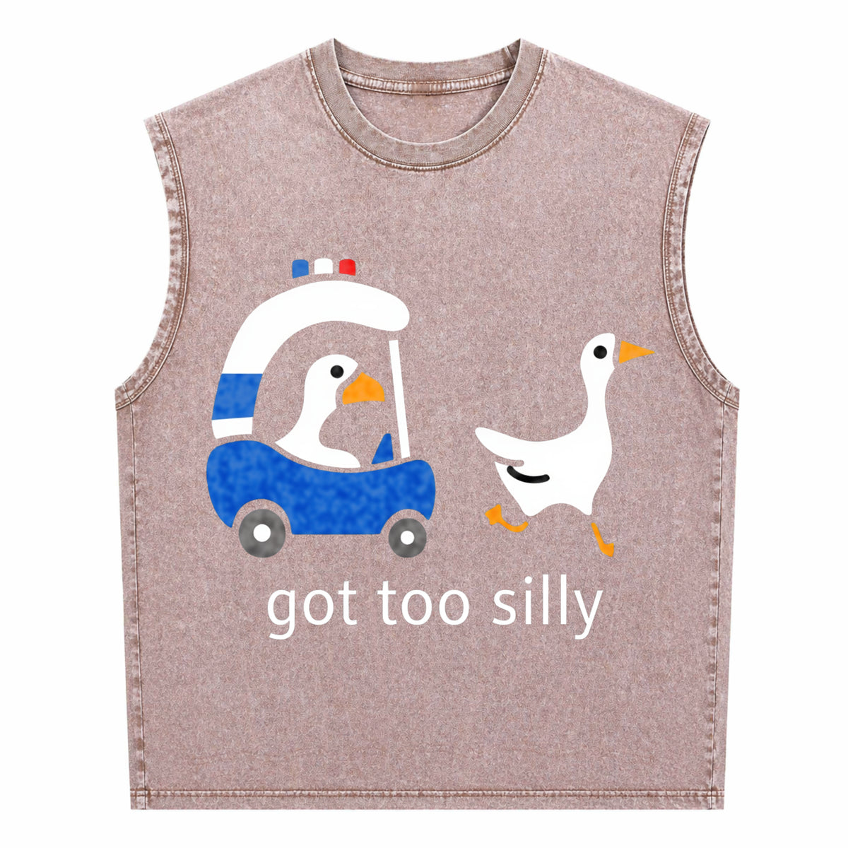 Got Too Silly Goose Funny Cute For Ducks Car Summer Men's Washed Tank Top - product view