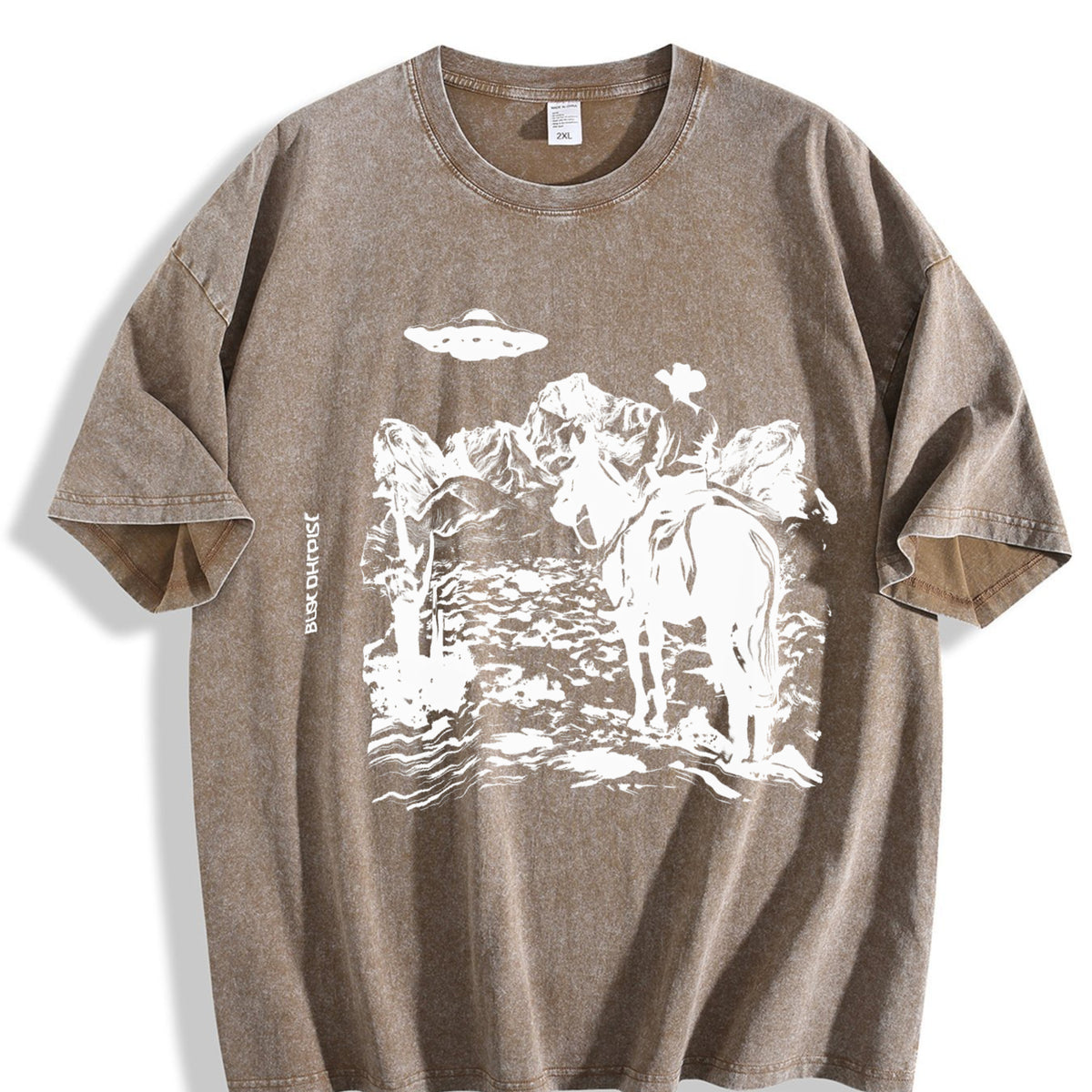 Western Cowboy UFO Vintage Washed T-Shirt - product view