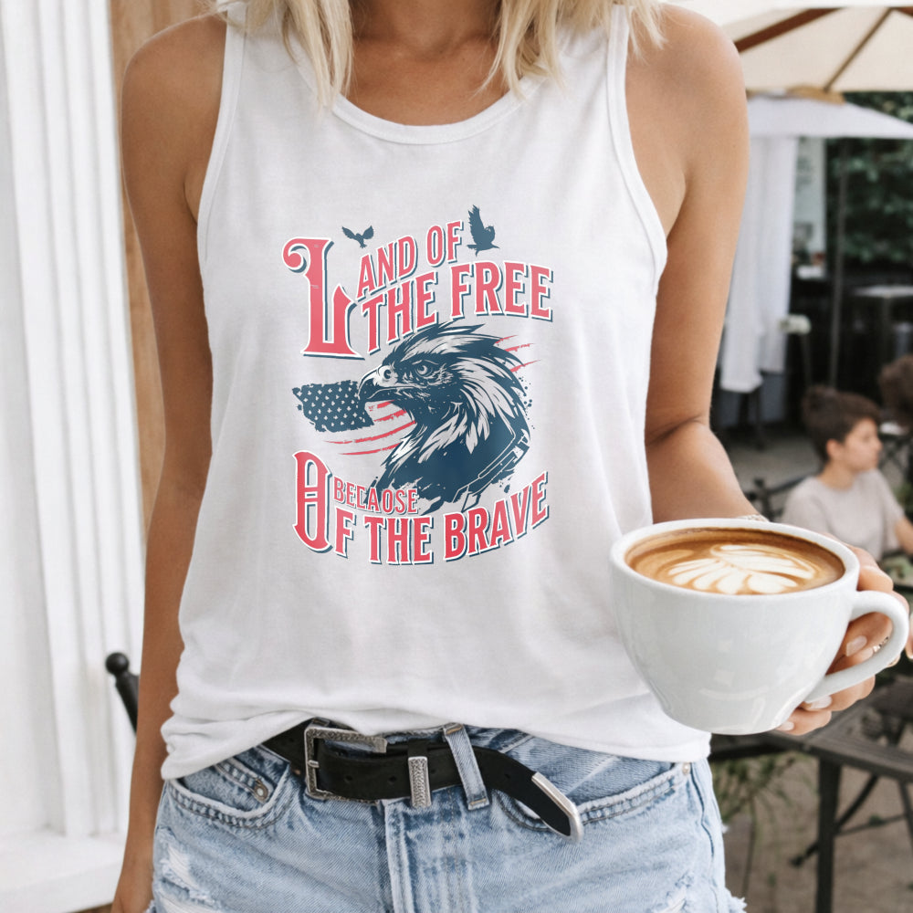 Land Of The Free Because Of The Brave Fourth Of July Women's Tank Top - product view