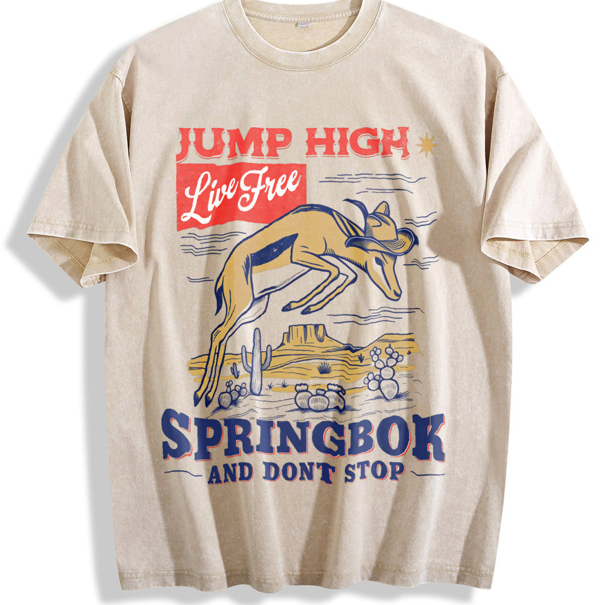 Springbok Western 90s Vintage Washed T-Shirt - Beige