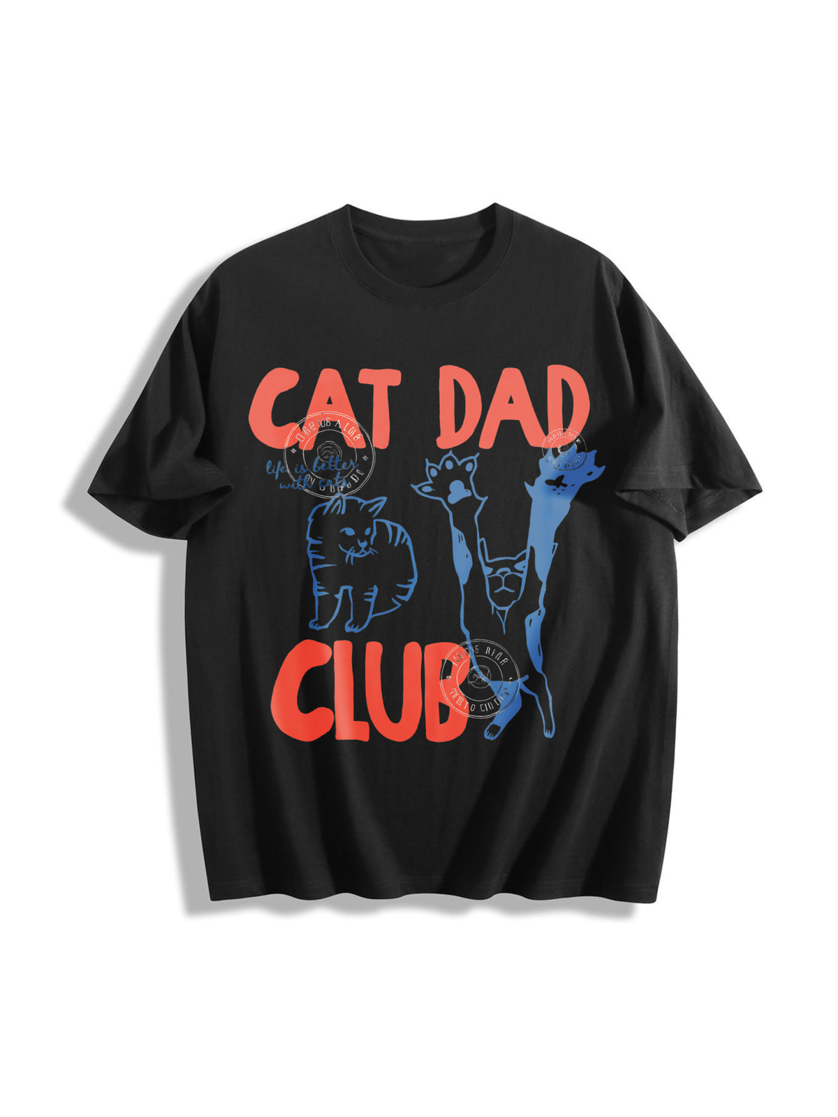 Cat Dad Cotton T-Shirt - Black