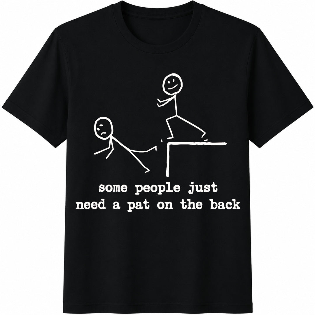 Funny Stick Figure Cotton T-Shirt - Black