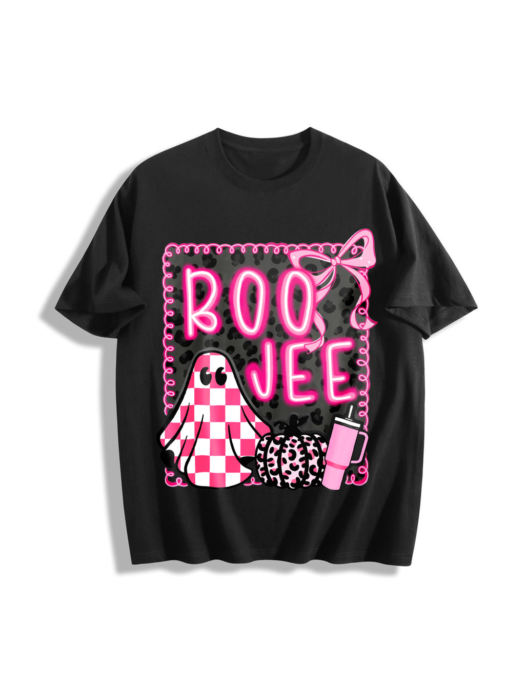 Coquette Halloween Pink Halloween Cotton T-Shirt - Black