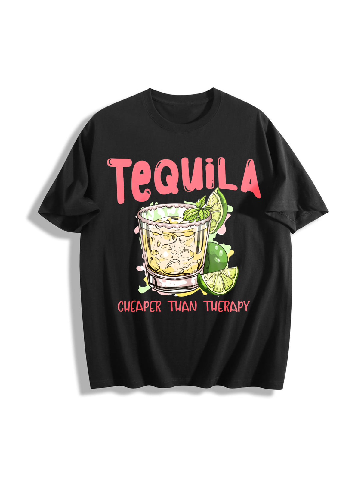 Tequila Funny Drinking Cotton T-Shirt - Black