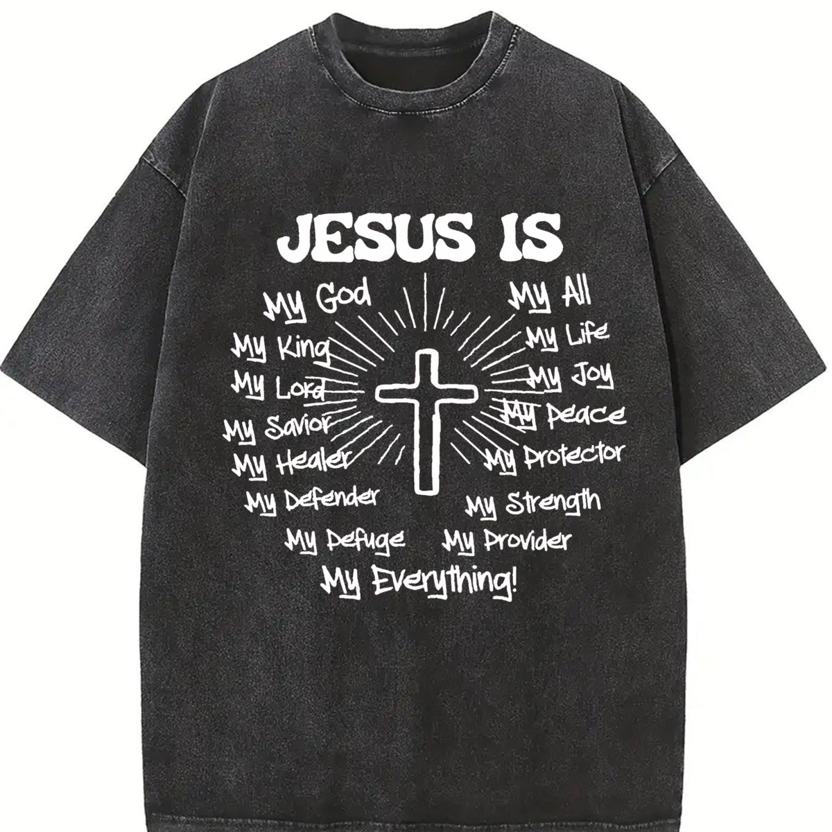 Cross, Jesus, God, religious belief, 230g high-quality double-sided printed T-shirt with round neck and short sleeves, vintage washed, everyday, casual, 100% cotton, round neck, loose fit. old picture