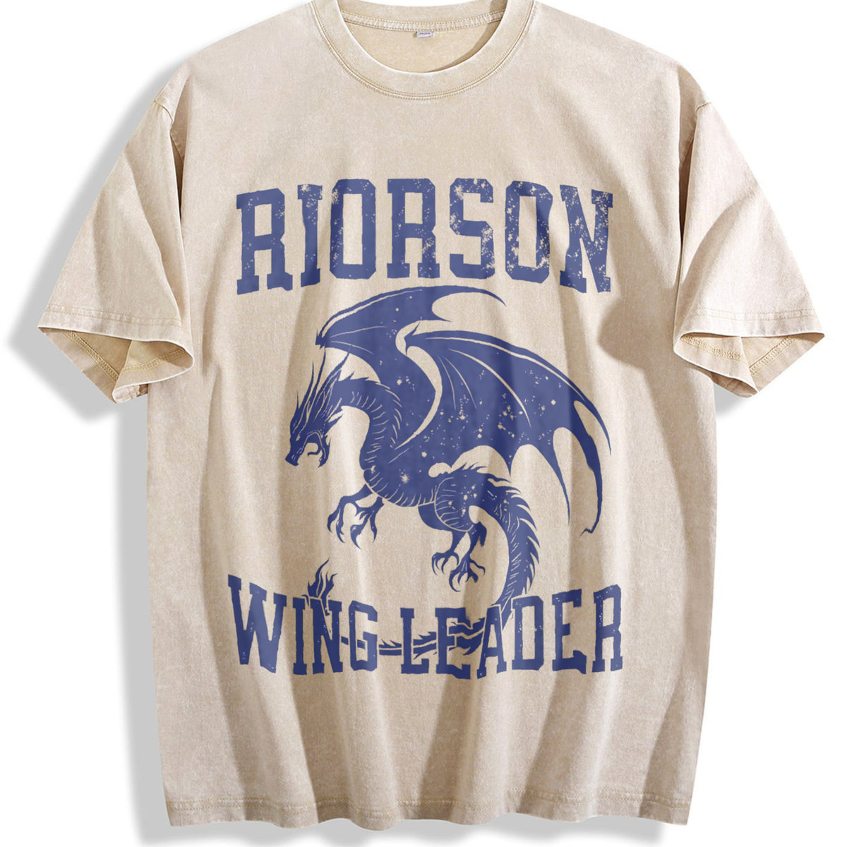 Wingleader Fourth Wing Merch Bookish Merch Booktok Onyx Vintage Washed T-Shirt - Beige