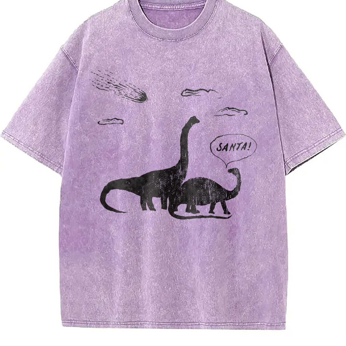 Santa Dinosaurs Funny Xmas Dino Meteor Extinction Joke Vintage Washed T-Shirt - product view