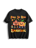 Teacher Fall Cotton T-Shirt - Black