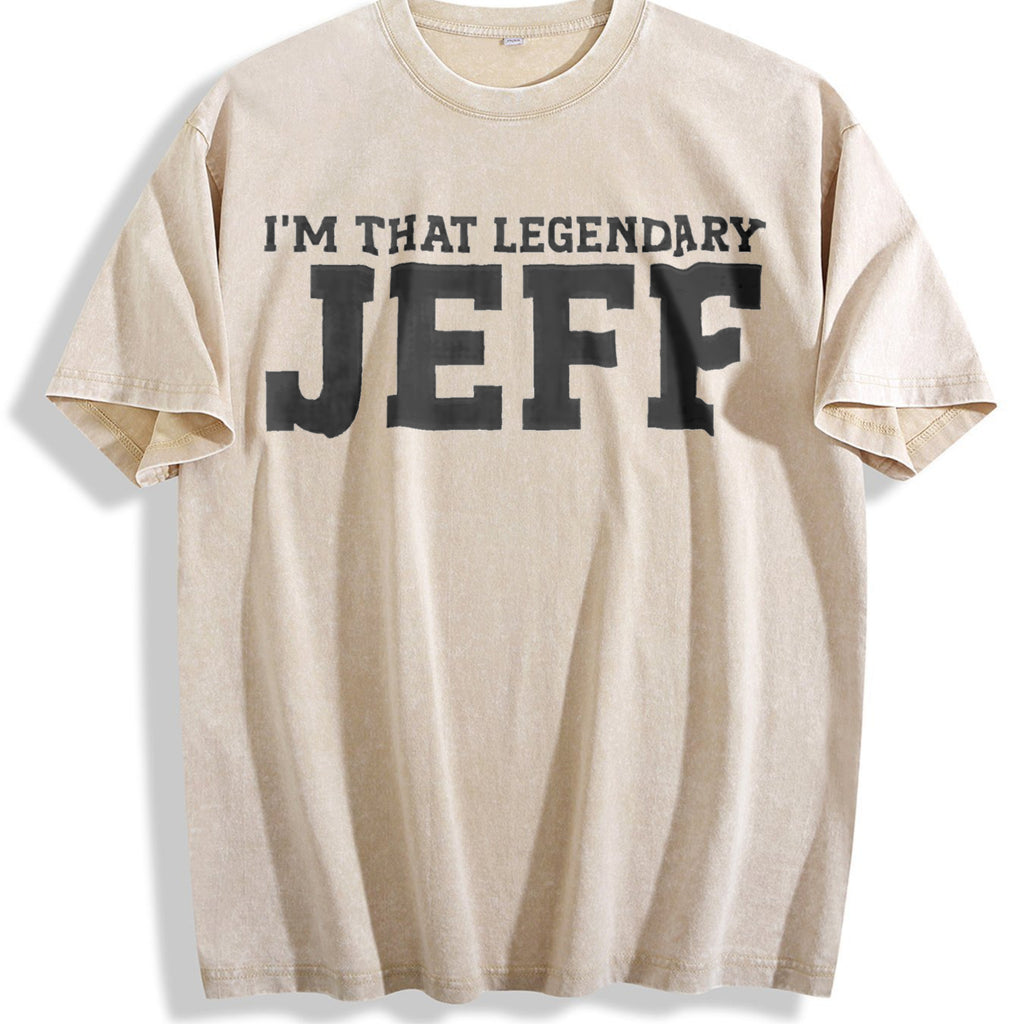 Jeff Personal Name First Name Funny Jeff Vintage Washed T-Shirt - Beige