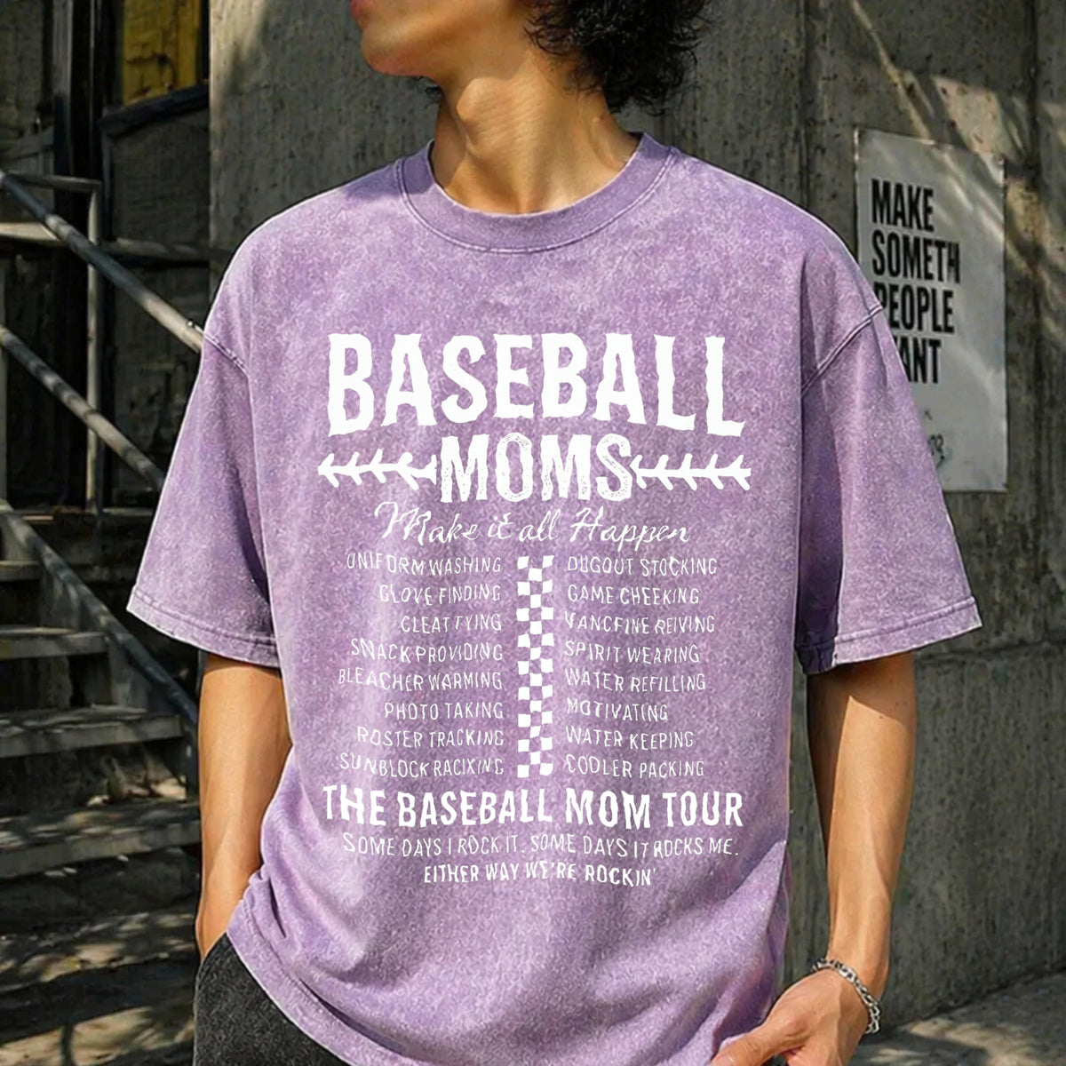 Funny Baseball Mom Vintage Washed T-Shirt - product view