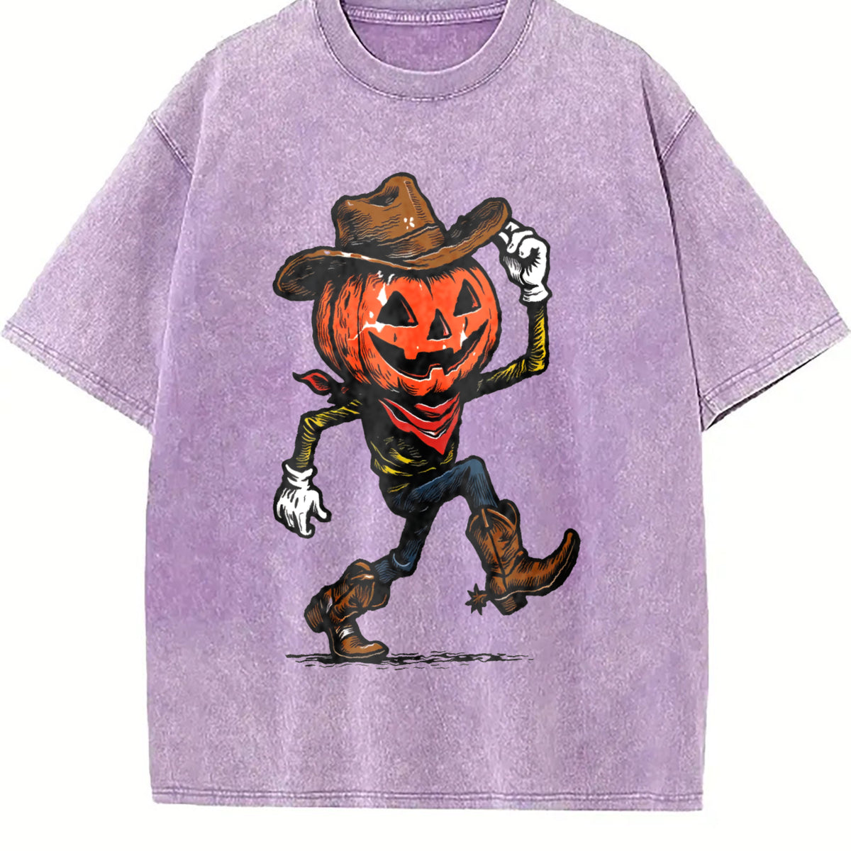 Pumpkin Cowboy Vintage Washed T-Shirt - product view