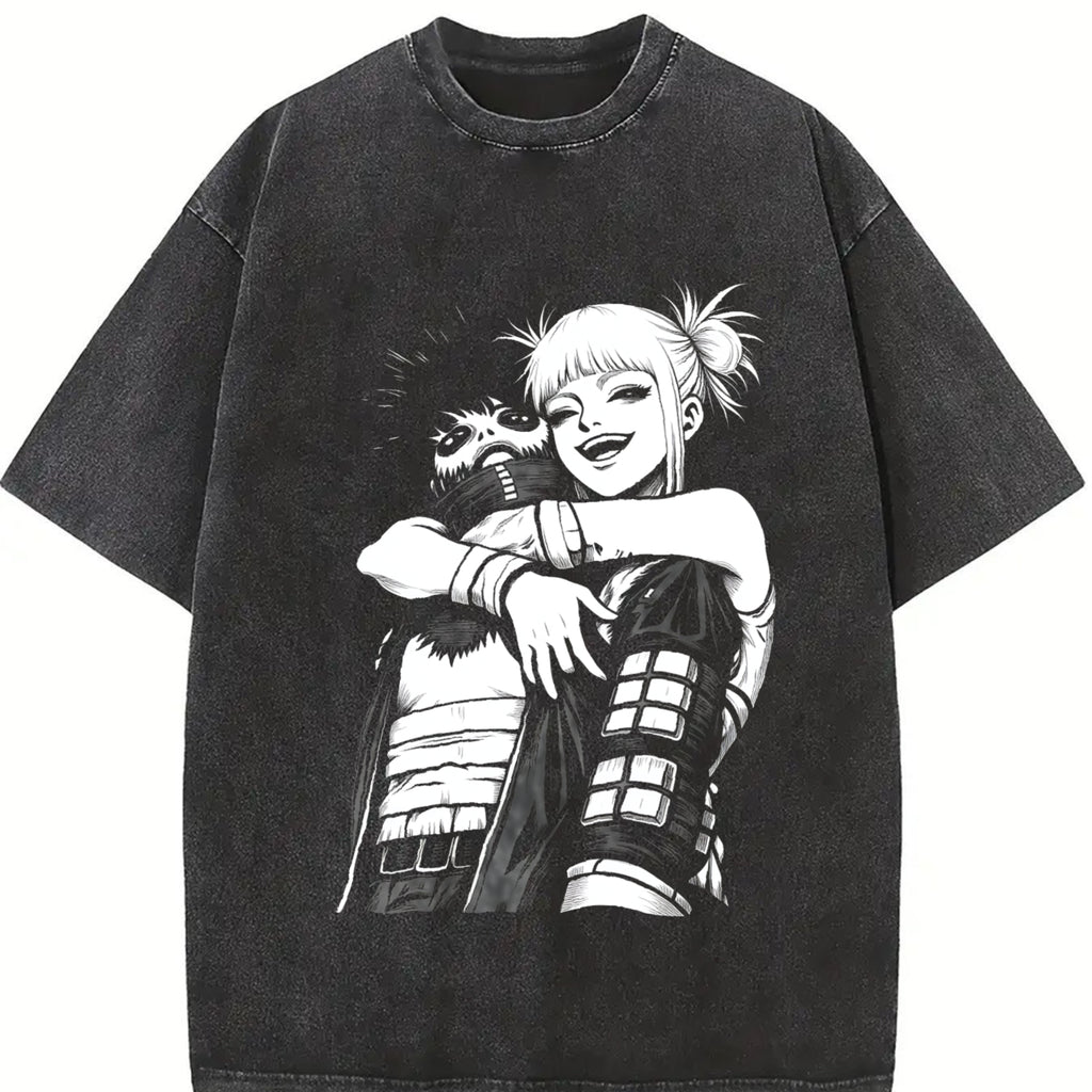 Dabi x Toga My Hero Academia  Anime Double Printed Vintage Washed Tee Unisex Oversize Anime Manga Washed Heavyweight Cotton T-shirt boyfriend  tees wicked  merchandise