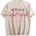 Flamingo Summer Vintage Washed T-Shirt - Beige