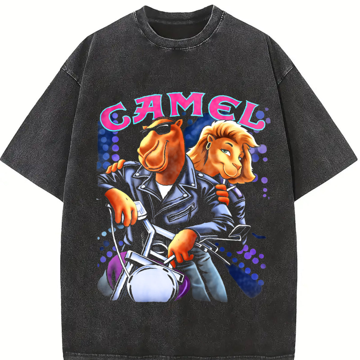 Joe Camel T-Shirt Joe Camel Motorcycle Vintage AD Custom Graphic Tee Crewneck Cotton Menswear Top