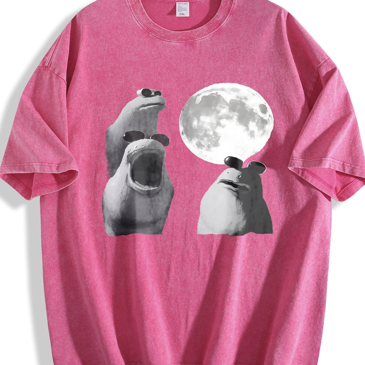 Viral Moon Frog Meme Vintage Washed T-Shirt - product view