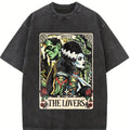 100% Cotton Unisex The Monster Frankenstein And Bride The Lovers Tarot Card T-Shirt Casual Top