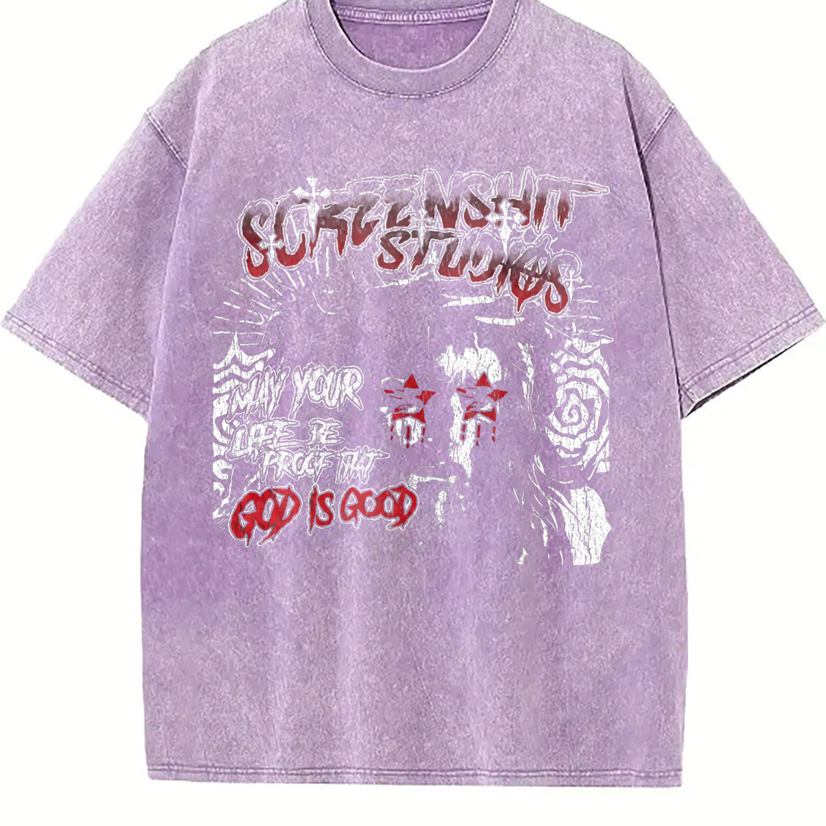 God Is Good Jesus Black Grunge Religious Vintage Washed T-Shirt - product view
