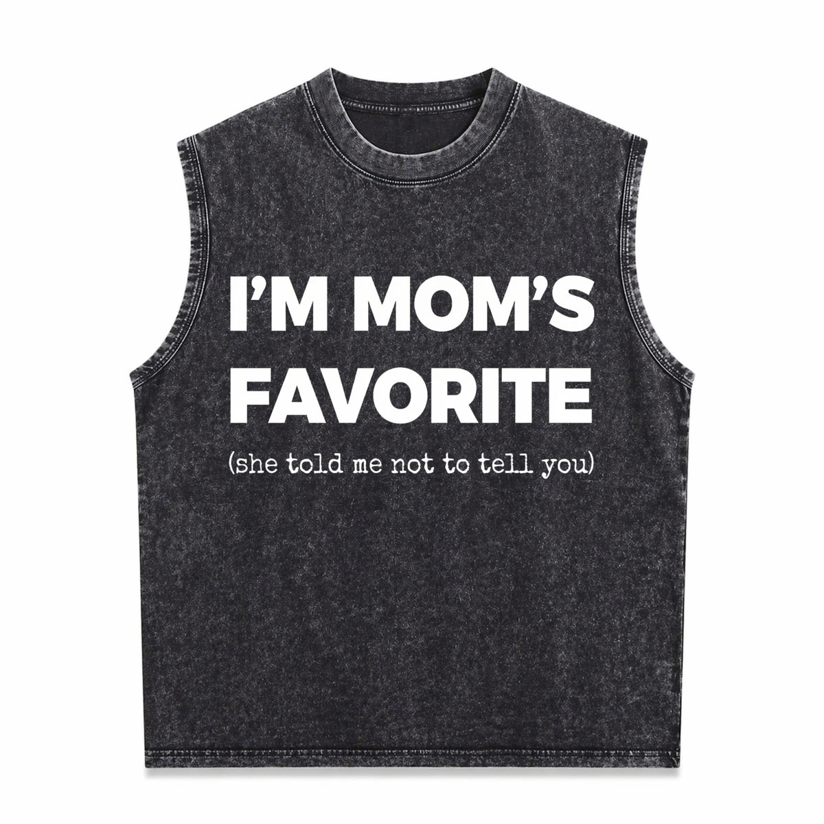 Funny Moms Favorite Son Daughter I'm Mom's Favorite Golf Men's Washed Tank Top - Black