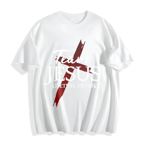 100 Christian God Faith Lifetime Member Team Jesus Cotton T-Shirt - product view