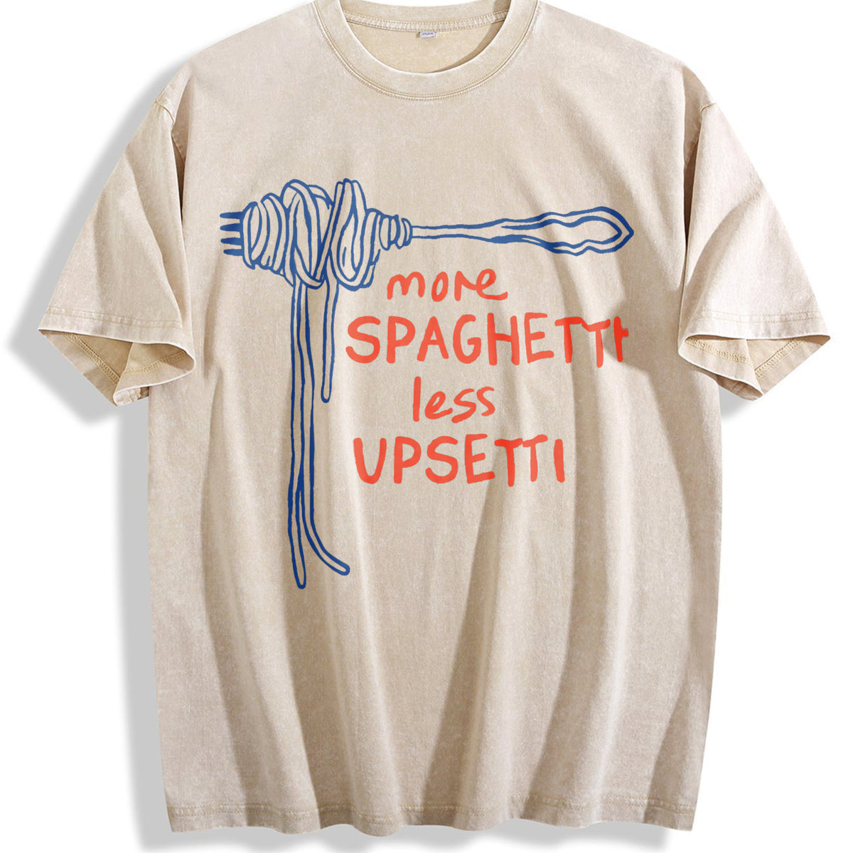 Spaghetti Vintage Washed T-Shirt - Beige