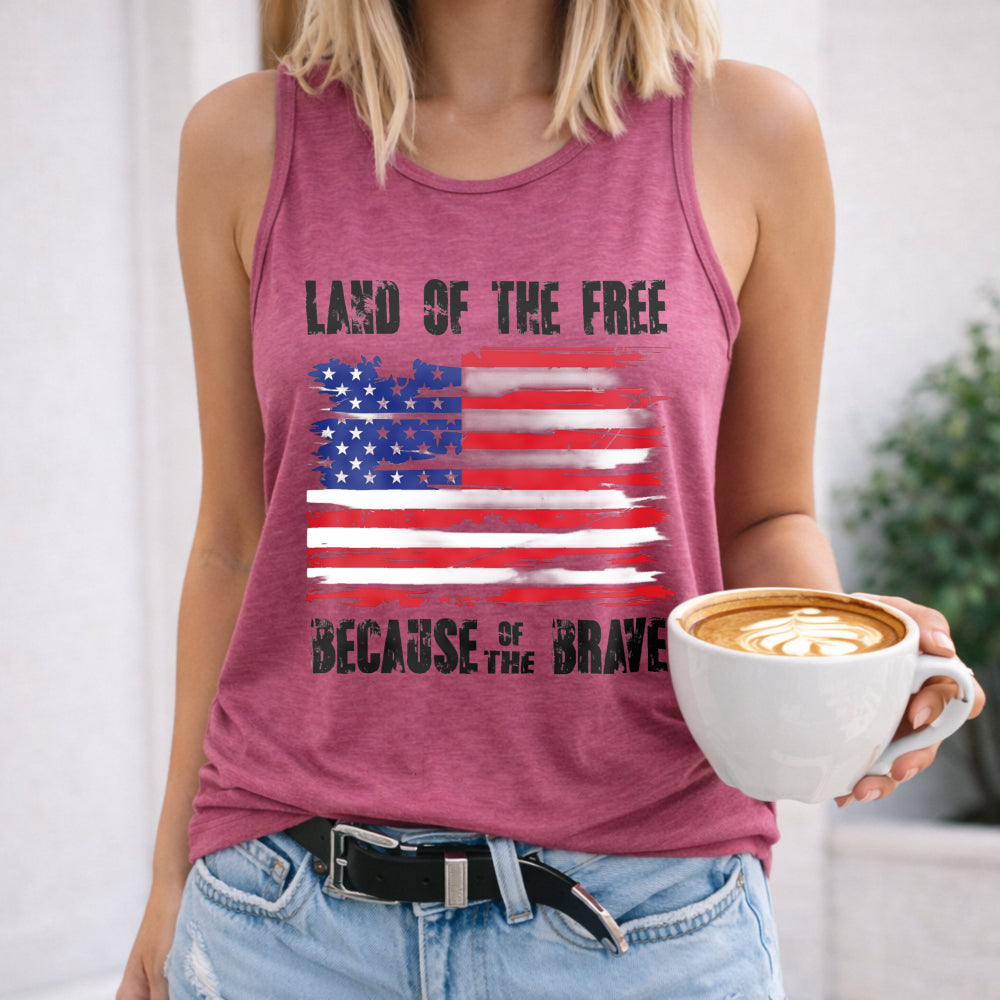 Land Of The Free Because Of The Brave American Flag Women's Tank Top - product view