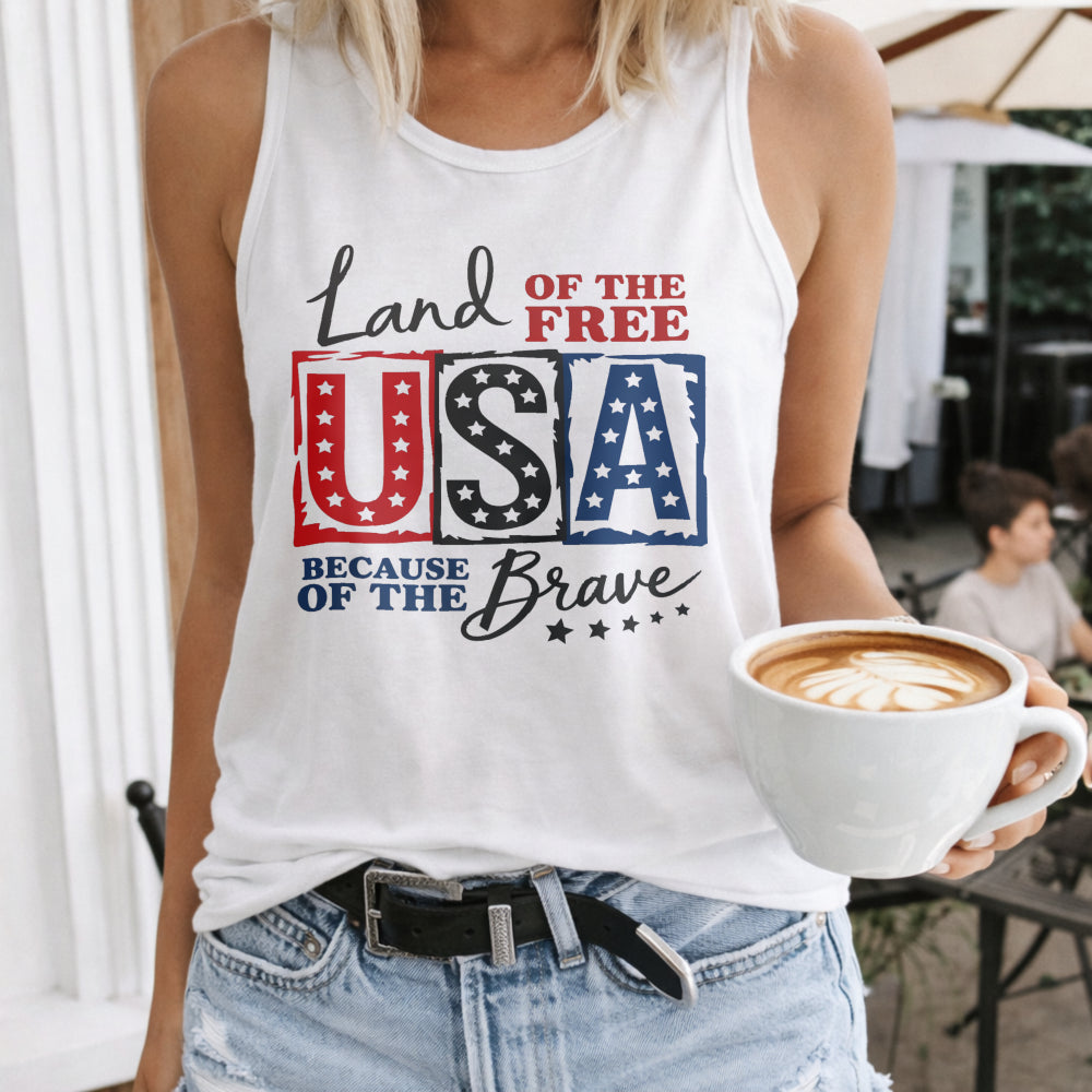 USA Land Of The Free Racerback Women's Tank Top - product view