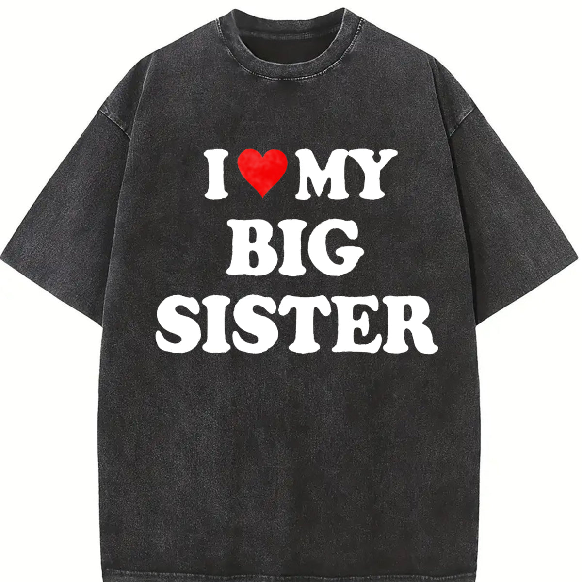 Heart Print Tee 100% Cotton I Love My Big Sister
