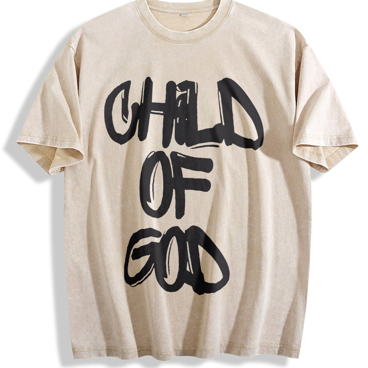 Child Of God Graffiti Vintage Washed T-Shirt - Beige