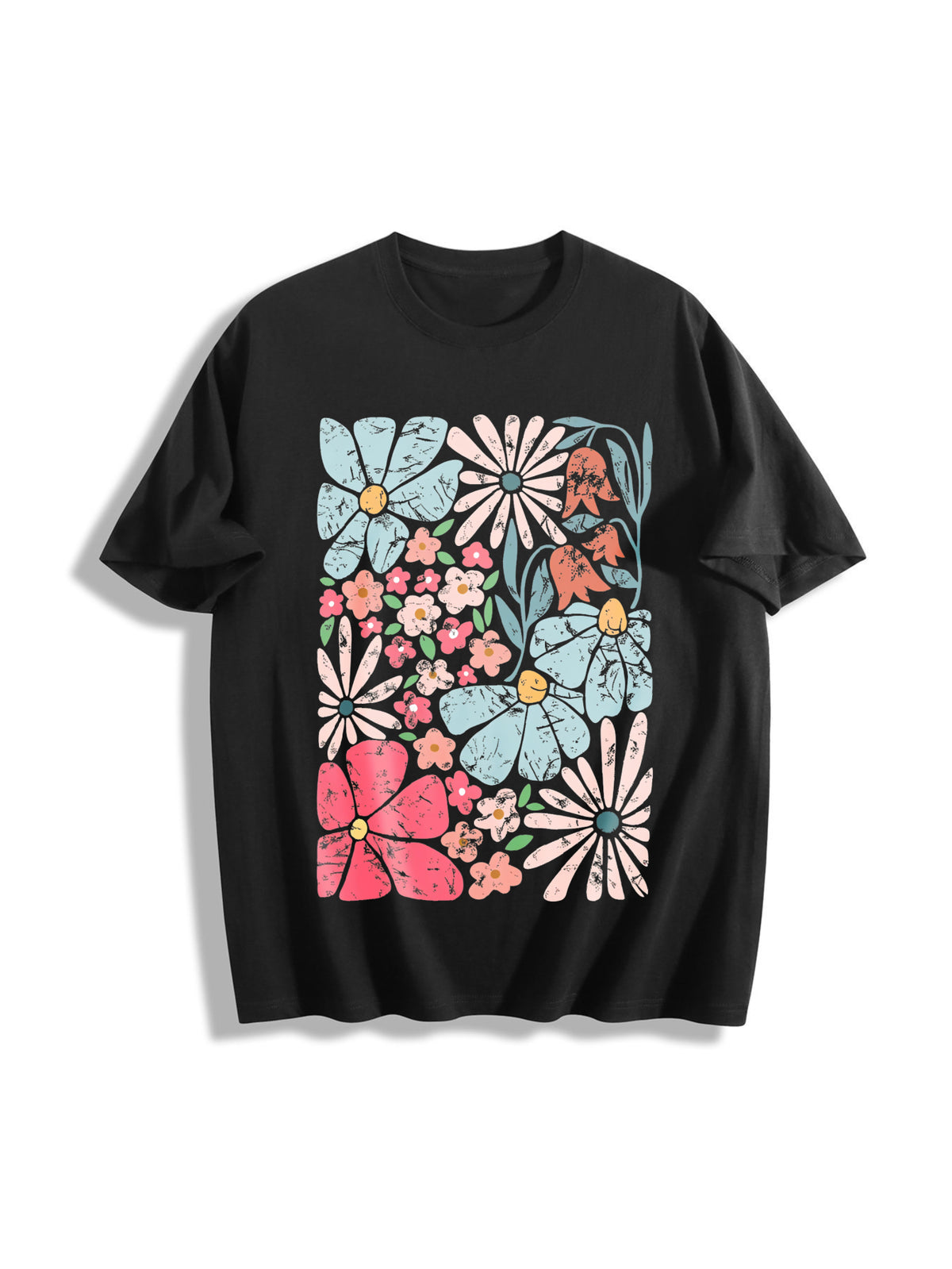 Blossoms Cotton T-Shirt - Black