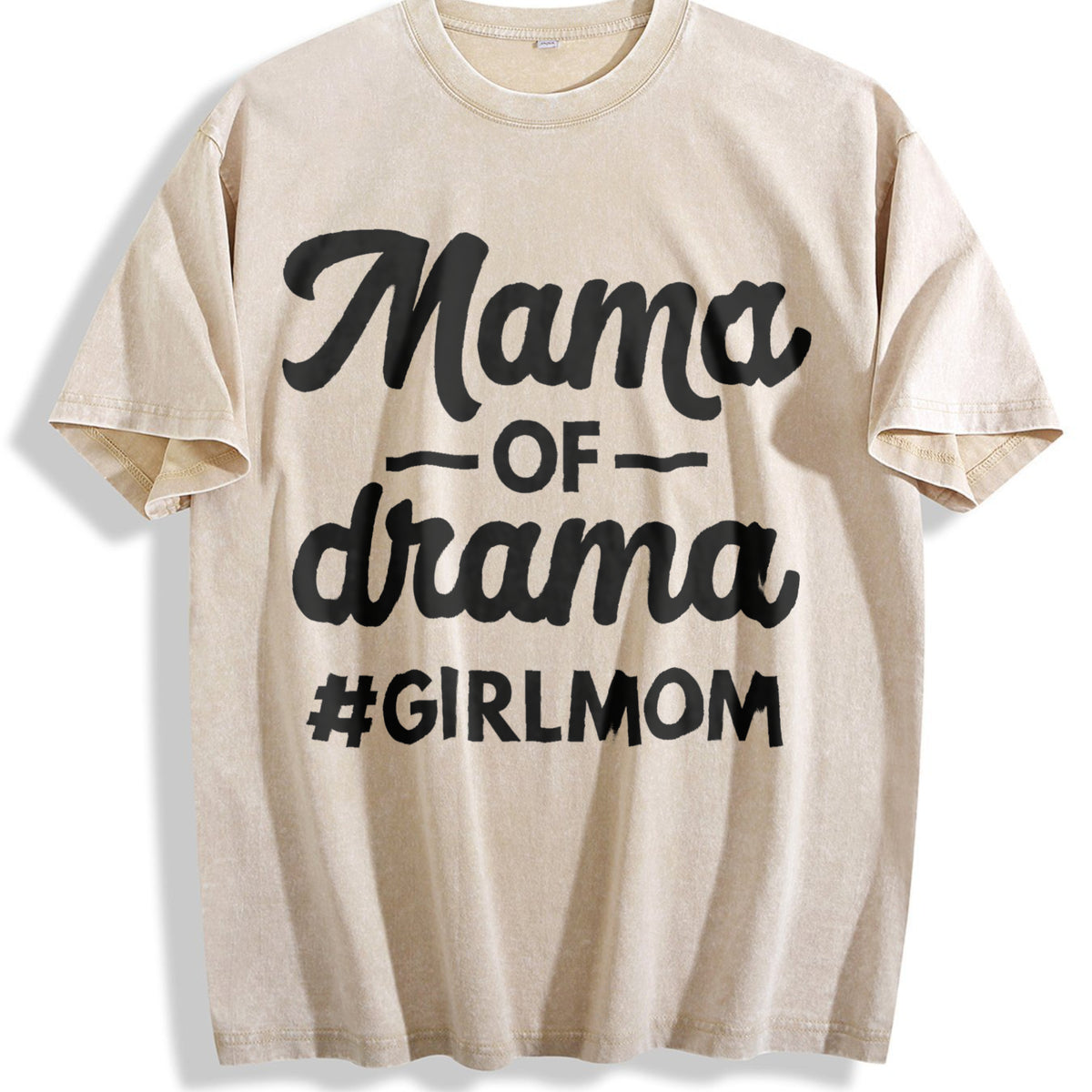 Mama Of Drama Vintage Washed T-Shirt - Beige