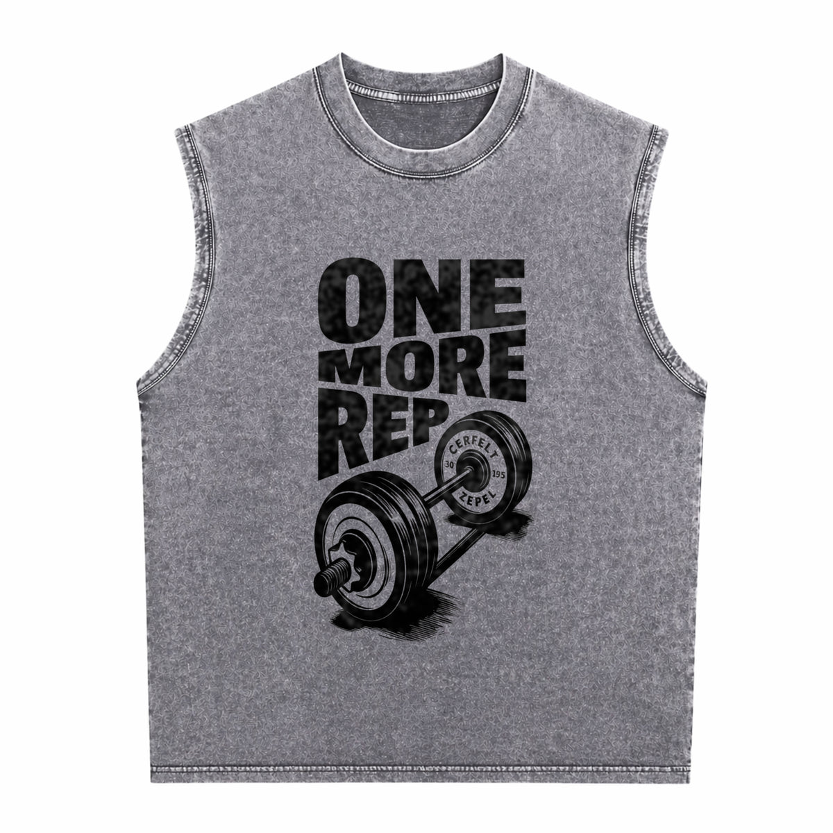Funny Gym Workout - One More Rep Weightlifting Men's Washed Tank Top - product view