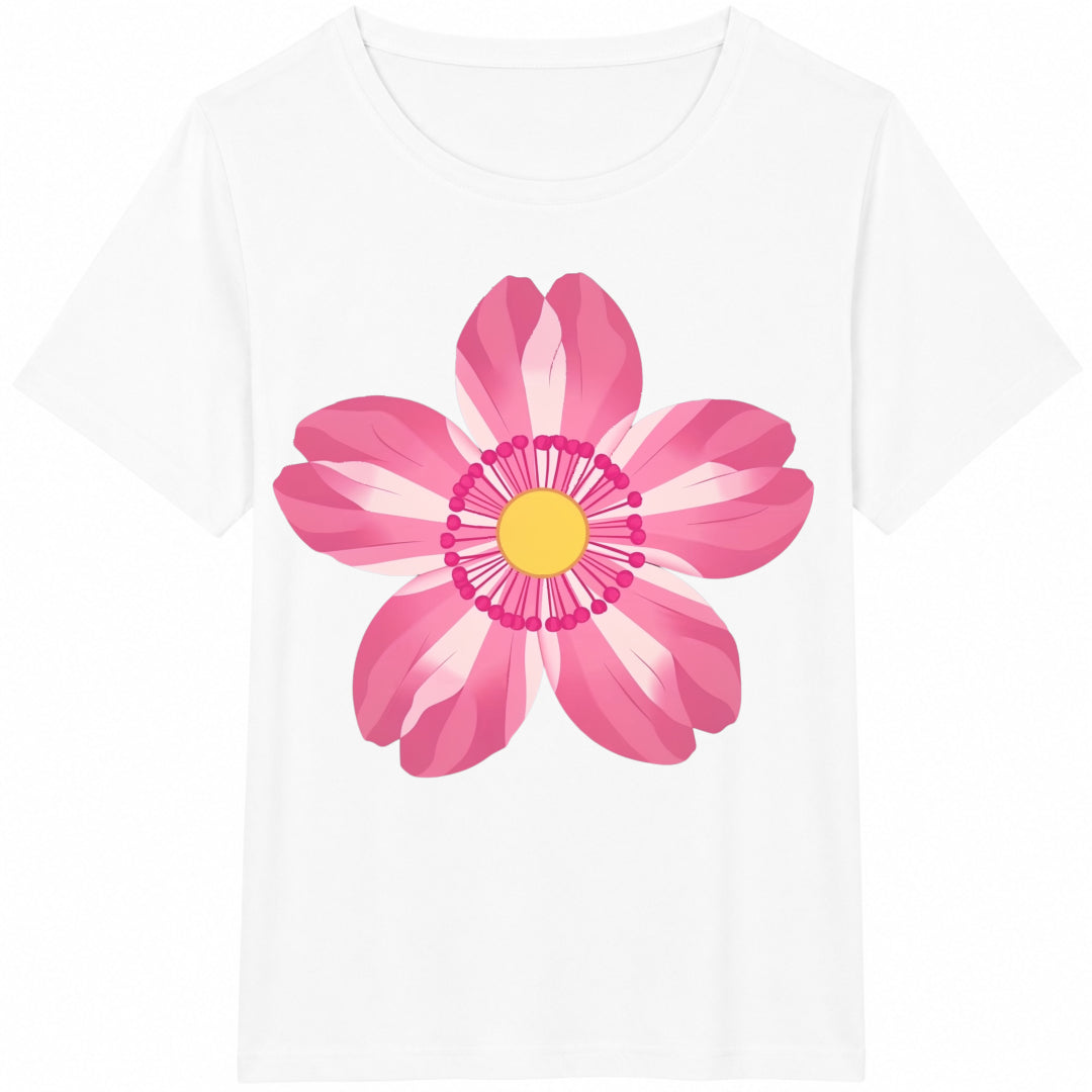 10piece--symmetrical Vibrant Pink Flower Sports Cotton T-Shirt - product view