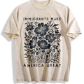 Immigrants Make America Great Anti-ice For Batik Super Vintage Washed T-Shirt - Beige