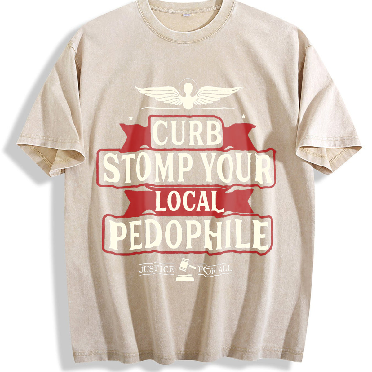 Curb Stomp P3do Vintage Washed T-Shirt - Beige