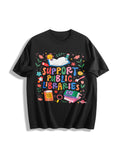 Support Public Libraries Cotton T-Shirt - Black
